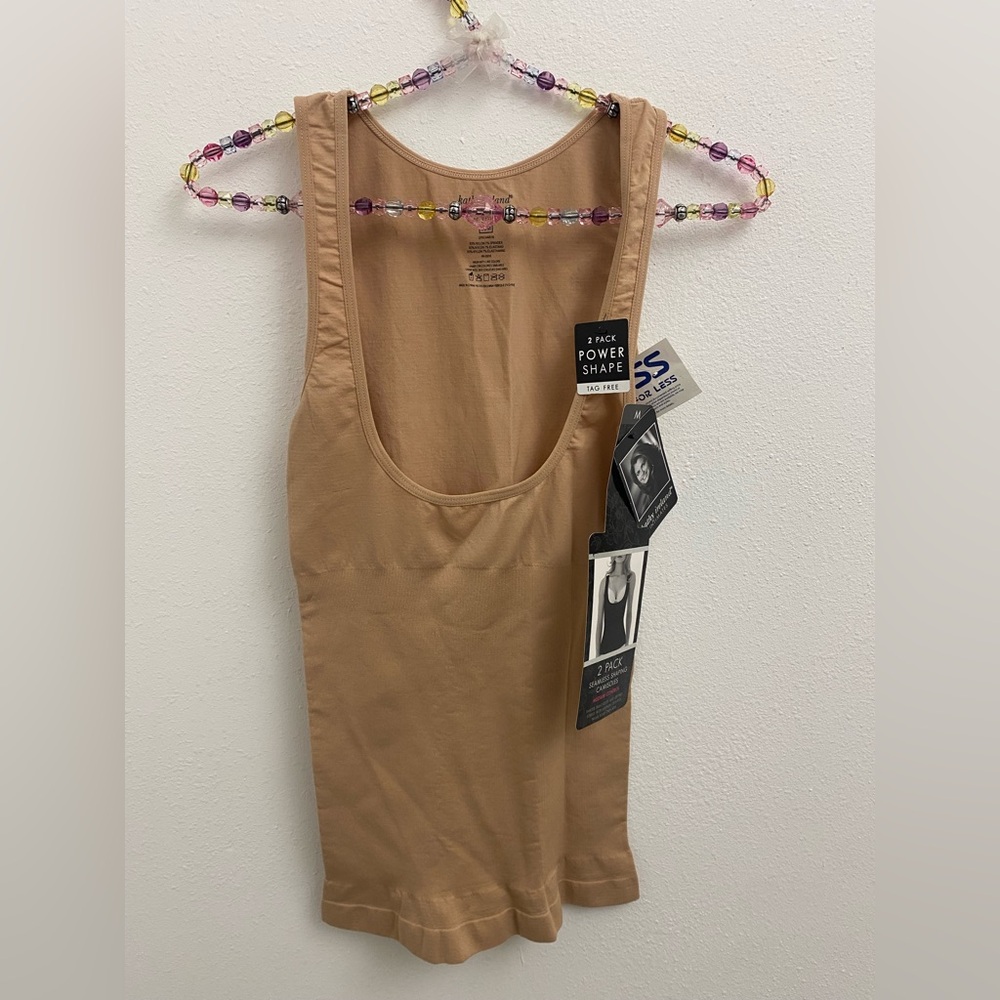 Kathy Ireland Intimates seamless shaping tank top in black and beige